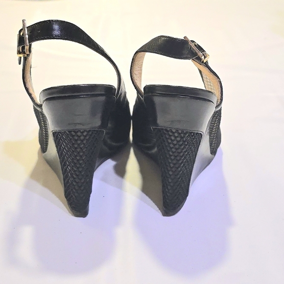 Christian Louboutin Black Fishnet Mesh Slingback Wedge Heels 36.5 - Picture 5 of 7